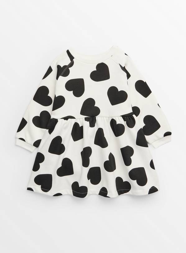 Monochrome Heart Print Sweatshirt Dress 6-7 years